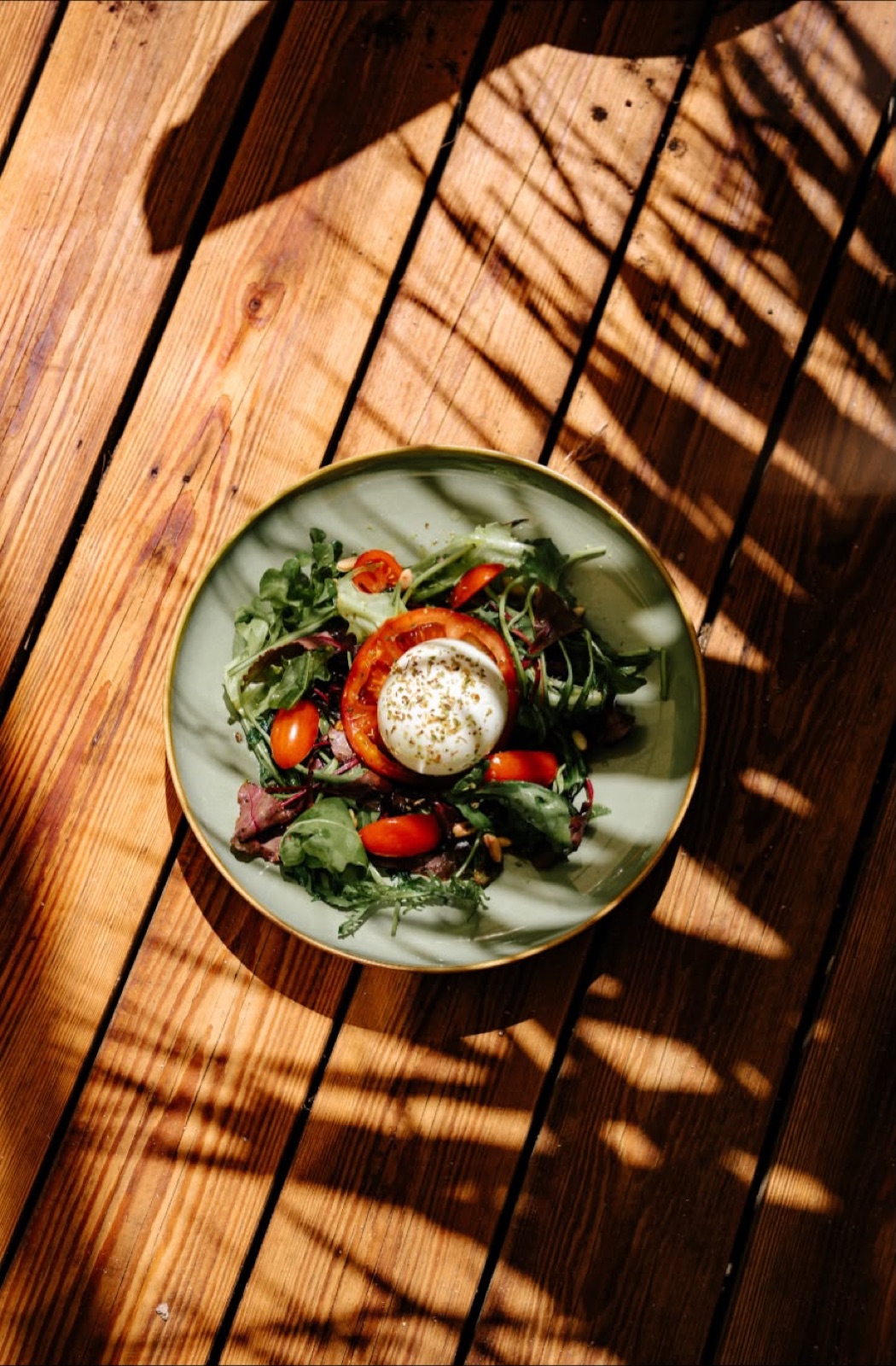Cafe burrata salata ürün fotoğrafı